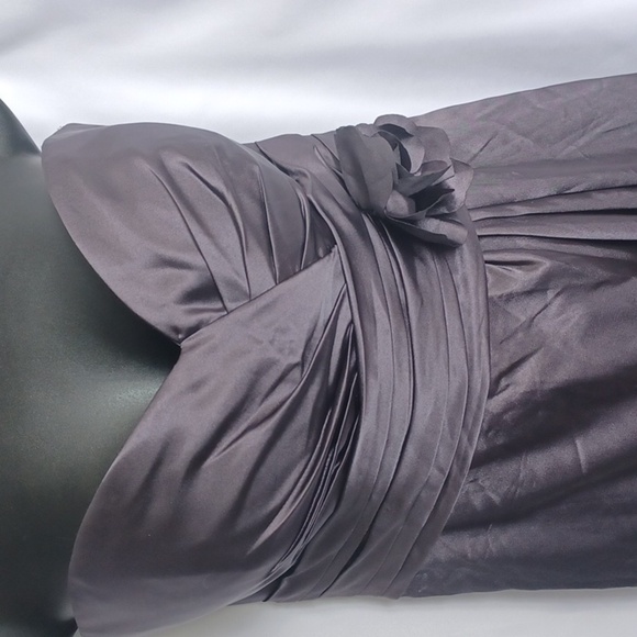 Bill Levkoff Satin Gray/silver Strapless Dress, sz 10 - Picture 4 of 6